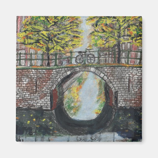 Amsterdam Canal Scene im Herbst Magnet (Vorne)