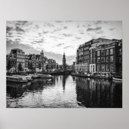 Amsterdam Canal View mit historischer Architektur Poster