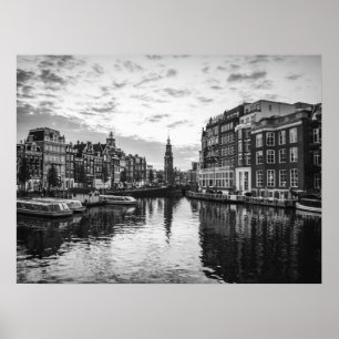 Amsterdam Canal View mit historischer Architektur Poster
