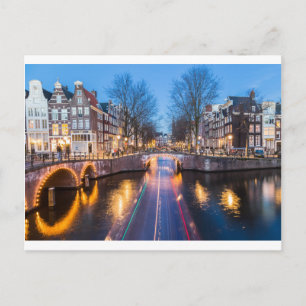 Amsterdam Canals at Night Postkarte