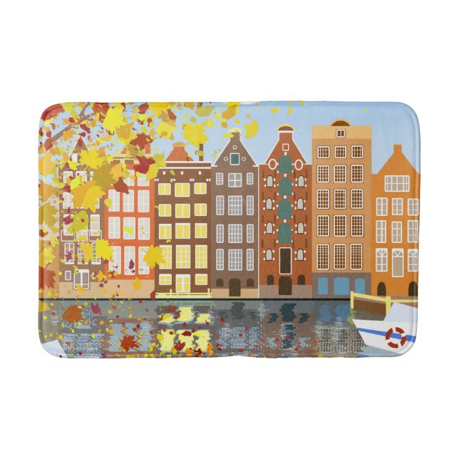 Amsterdam City Canal Herbst farbenfrohe Badematte (Vorderseite)