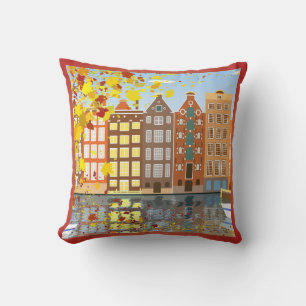 Amsterdam City Canal Herbst farbenfrohe Throw Kiss Kissen