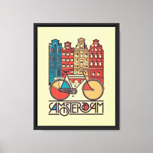 Amsterdam City Illustration Leinwanddruck