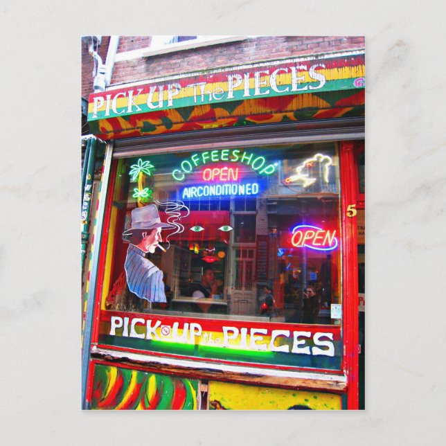 Amsterdam Coffee Shop Postkarte (Vorderseite)
