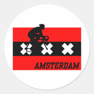 Amsterdam Cycling Male Runder Aufkleber