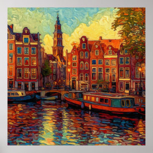 Amsterdam Dämmerung Niederländische expressionis Poster