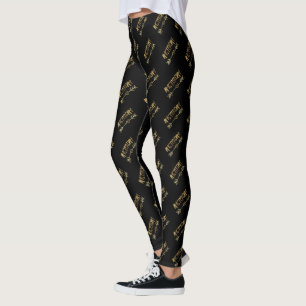 Amsterdam Dutch Black and Gold Look Typografie Leggings
