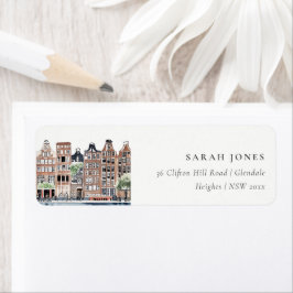 Amsterdam Dutch Canal Watercolor Landscape Anschri