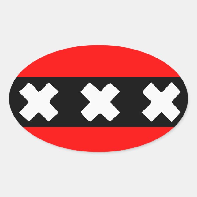 Amsterdam flag ovaler aufkleber (Vorderseite)