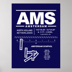 Amsterdam Flughafen Schiphol AMS Poster