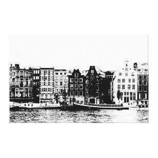 Amsterdam Gebäude Schwarz-Weiß-Kunst Leinwanddruck