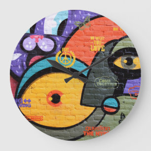 Amsterdam-Graffiti Große Wanduhr