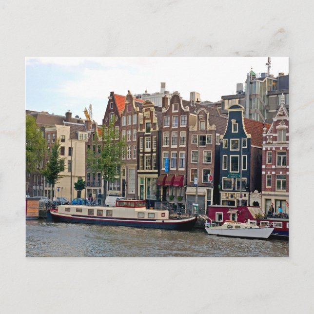 Amsterdam, Häuser am Kanal Postkarte (Vorderseite)
