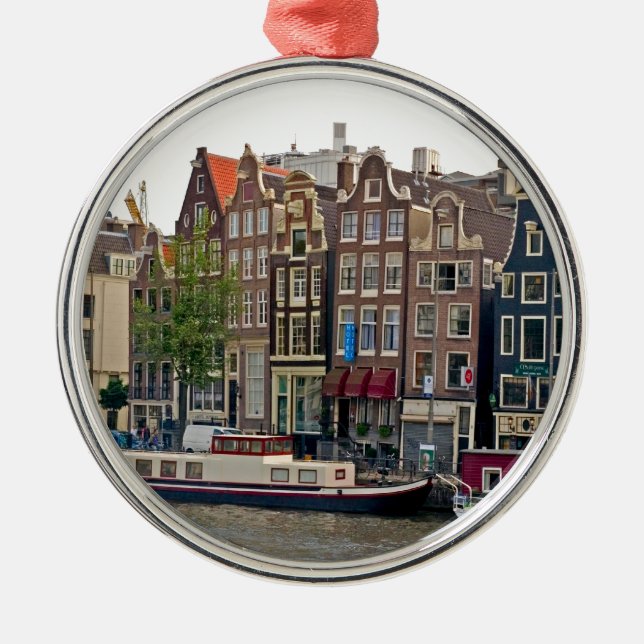 Amsterdam, Häuser auf dem Kanal Silbernes Ornament (Vorne)
