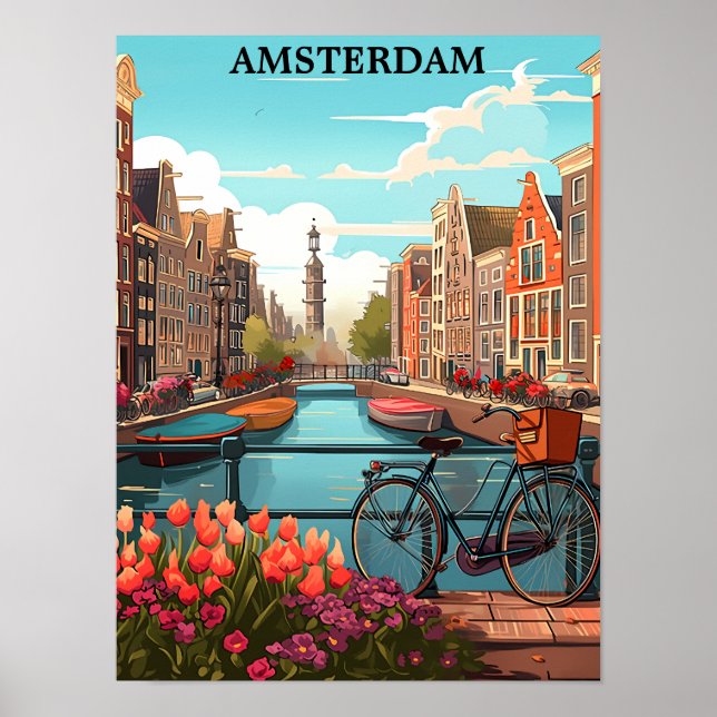 Amsterdam Holland Canal View Poster (Vorne)