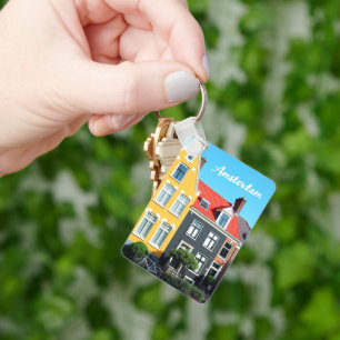 Amsterdam Holland Häuser Reise Souvenir Schlüsselanhänger