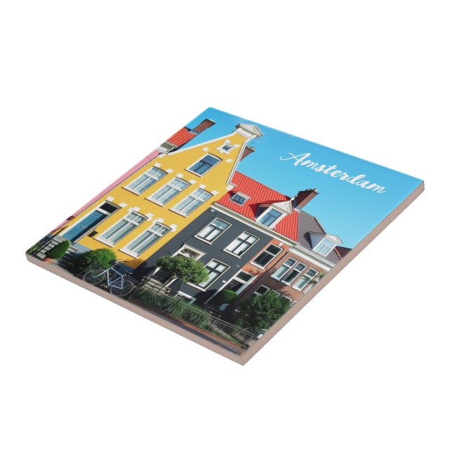 Amsterdam Holland Houses Travel souvenir Fliese (Seite)