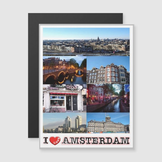 Amsterdam - Holland - I Liebe - Magnetkarte (Vorne/Hinten)