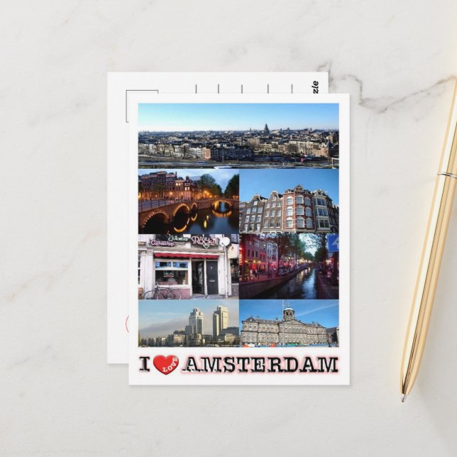 Amsterdam - Holland - I Liebe - Postkarte (Vorderseite/Rückseite Beispiel)