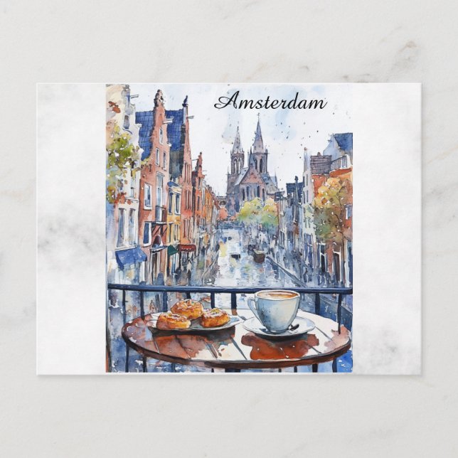 Amsterdam Holland Netherlands Canal Dutch Travel Postkarte (Vorderseite)