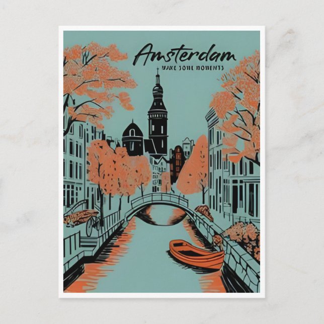 Amsterdam Holland Niederlande Vintage Niederlande Postkarte (Vorderseite)