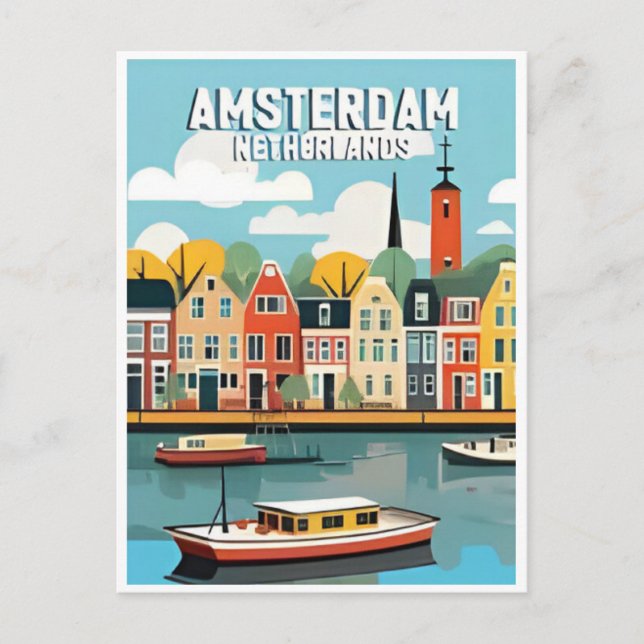 Amsterdam Holland Niederlande Vintage Niederlande Postkarte (Vorderseite)