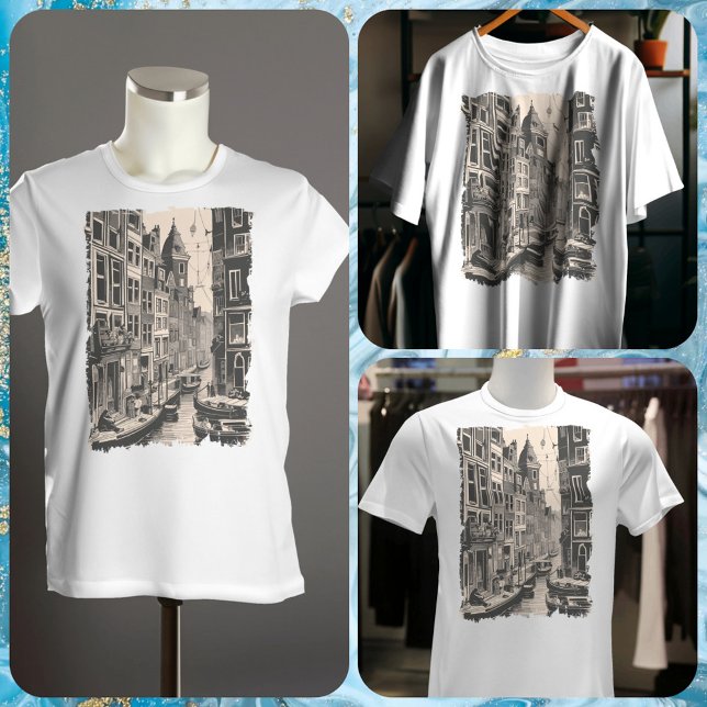 Amsterdam Holland Vintag Canal Houses Travel T-Shirt (Von Creator hochgeladen)