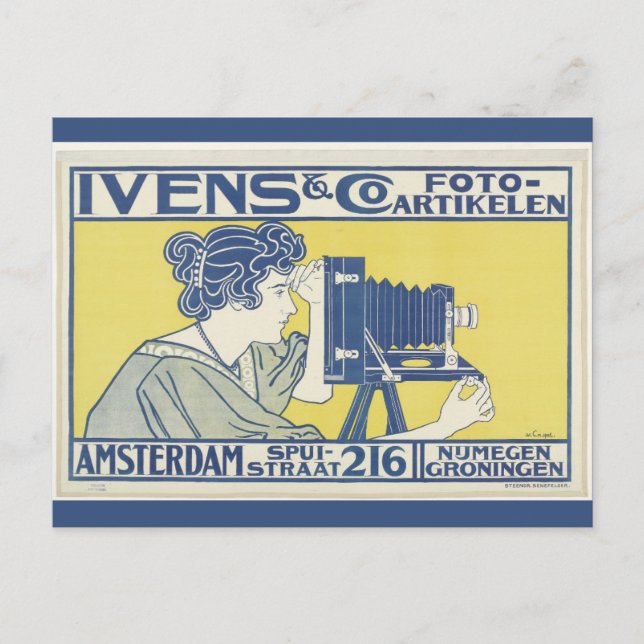 Amsterdam Holland Vintag Fotografy Poster Postkarte (Vorderseite)