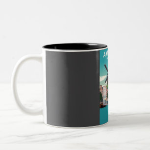 Amsterdam Holland Windmühle Reiseposter  Zweifarbige Tasse