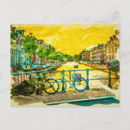 AMSTERDAM, I Liebe Niederlande Wasserfarbkanale Postkarte