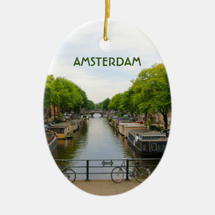 Amsterdam: Kanal, Brücken, Fahrräder, Boote, Hol Keramik Ornament