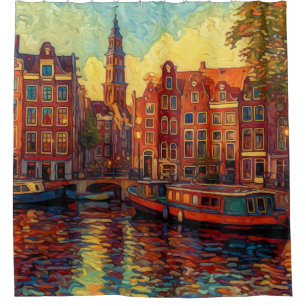 Amsterdam-Kanal Golden Hour niederländischer Imp Duschvorhang