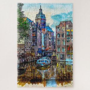 Amsterdam Kanal Kreuzfahrtschiff. Holland. Puzzle