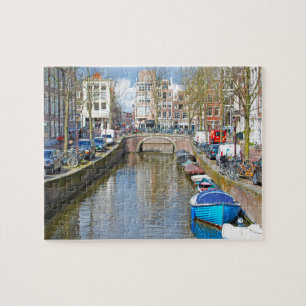 Amsterdam-Kanal mit Booten Puzzle