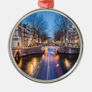 Amsterdam-Kanäle nachts Silbernes Ornament