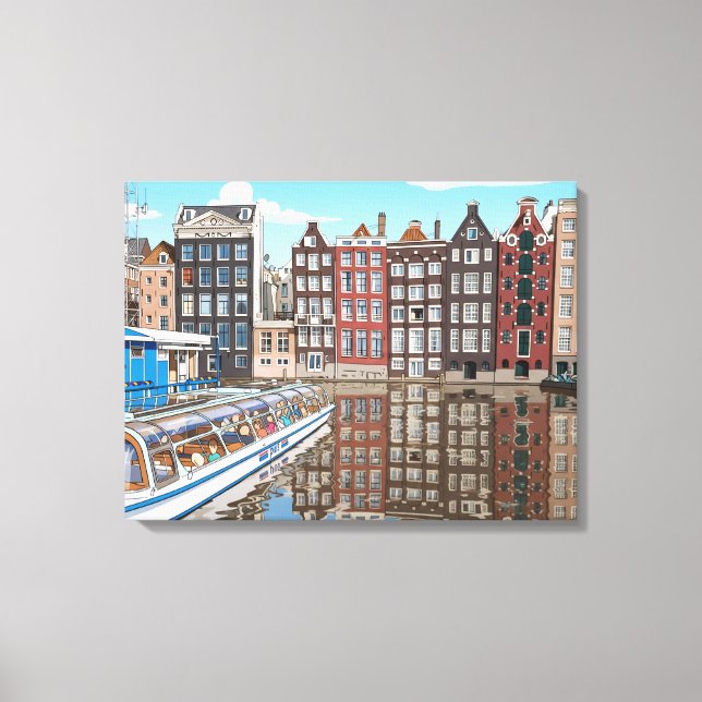Amsterdam-Kanalhäuser Leinwanddruck (Vorderseite)