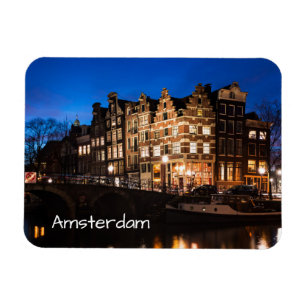 Amsterdam-Kanalhäuser nachts Magnet