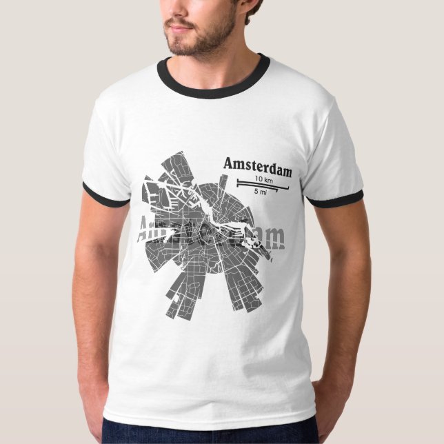 Amsterdam-Karten-Wecker-T - Shirt (Vorderseite)