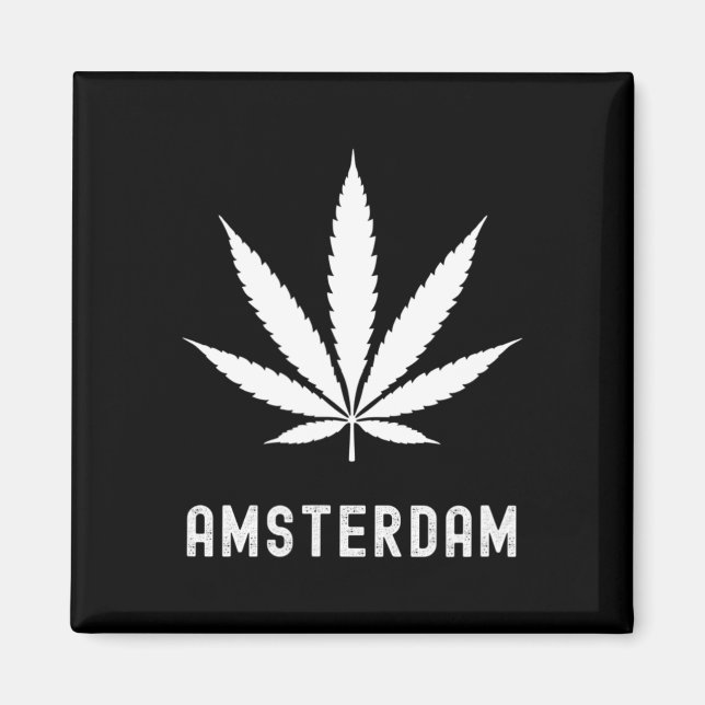 Amsterdam Kiffer Cannabisblatt Reise Urlaub  Magnet (Vorne)