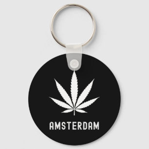 Amsterdam Kiffer Cannabisblatt Reise Urlaub Schlüsselanhänger
