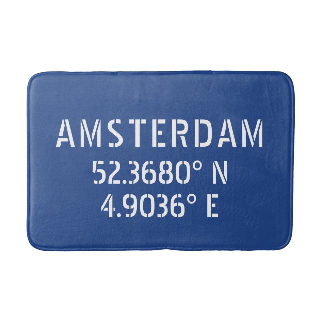 Amsterdam Latitude Longitude Blue Badematte (Vorderseite)