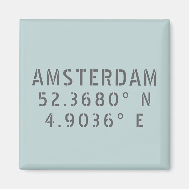 Amsterdam Latitude Longitude Magnet (Vorne)