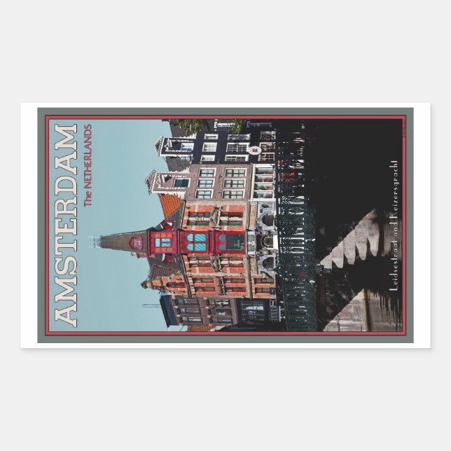 Amsterdam - Leidsestraat - Keizersgracht Rechteckiger Aufkleber (Vorderseite)
