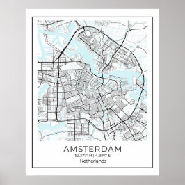 Amsterdam Map Print - Amsterdam Black & White Map Poster