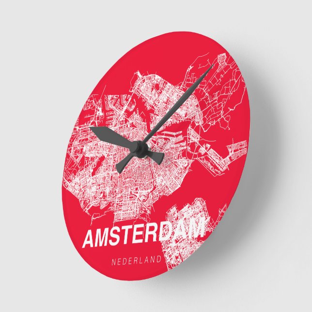 Amsterdam map runde wanduhr (Winkel)