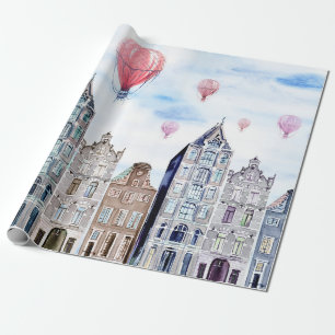 Amsterdam mit Heißluftballon Geschenkpapier