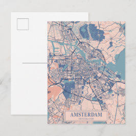 Amsterdam Netherlands Breezy City Map Travel Postkarte