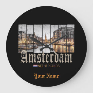 Amsterdam Netherlands Holland vintage souvenir Große Wanduhr