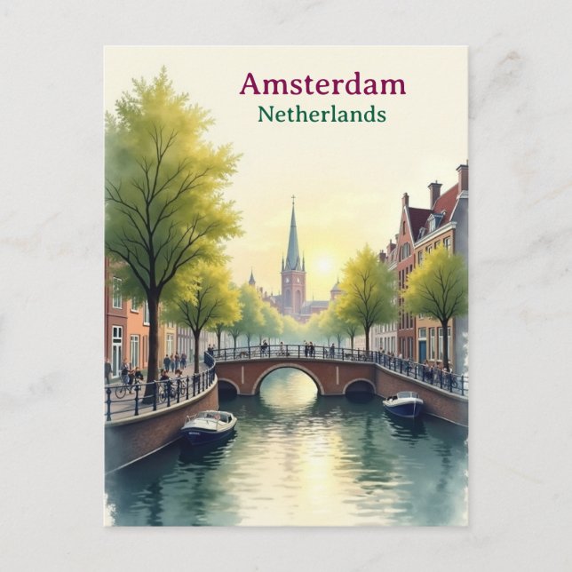 Amsterdam Netherlands Vintage Famous Travel Postkarte (Vorderseite)