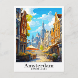 Amsterdam Netherlands Vintage Travel Portrait Postkarte